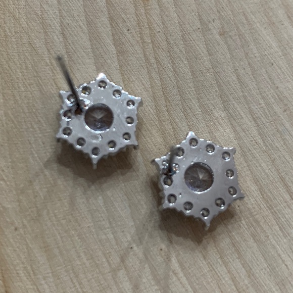 Hexagon Diamond Halo Stud Earrings - Picture 8 of 9